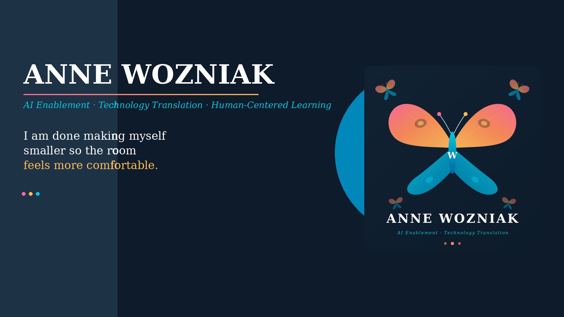 Anne Wozniak personal brand banner
